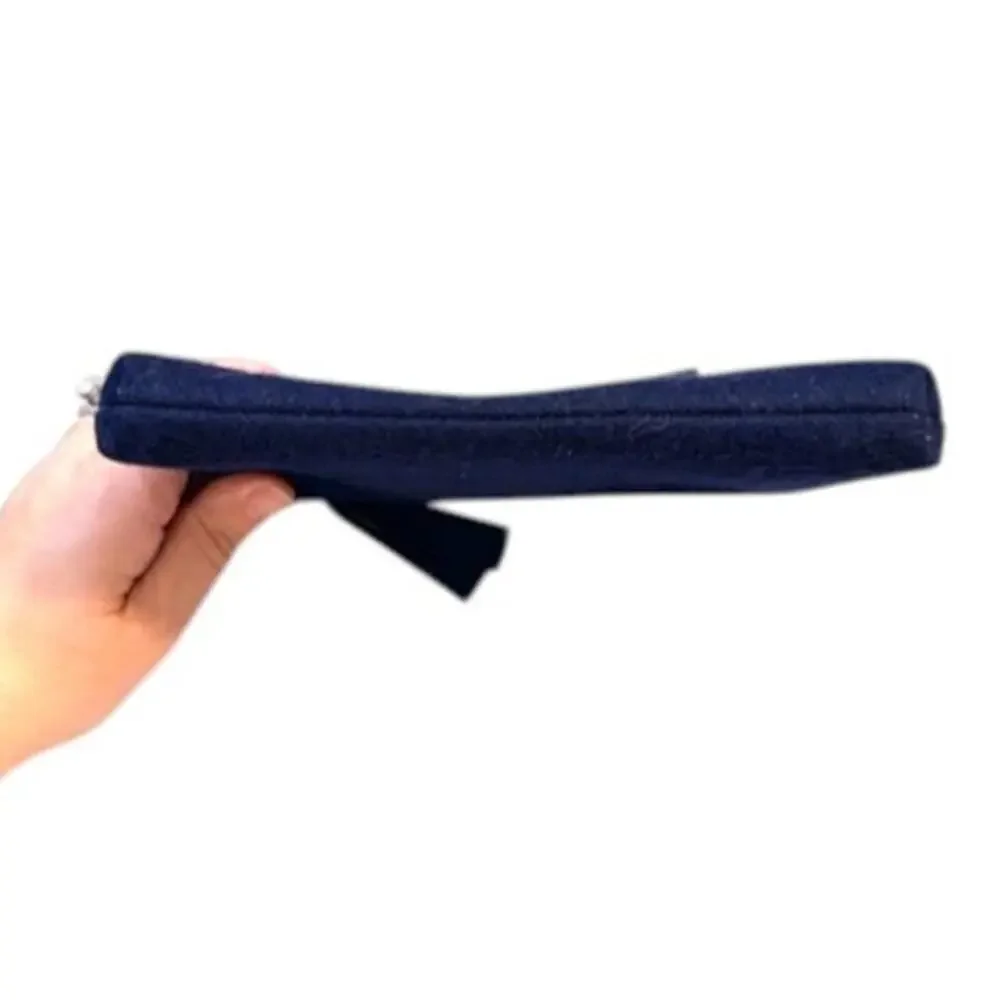 Talbots Navy Wool Wristlet Pouch Deck the Halls Holiday Wristlet Bag Zip EUC